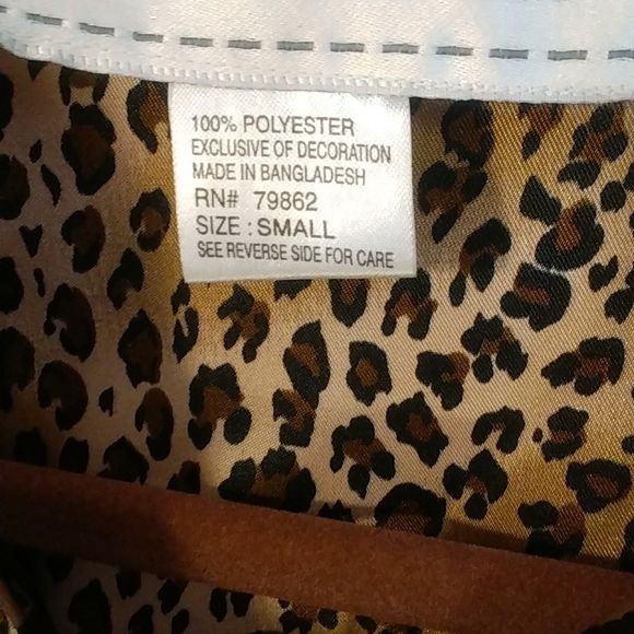 Cinema Etoile Black Velvet Robe Leopard Print Collar Cuffs Zip Tassel Size S - Picture 8 of 9